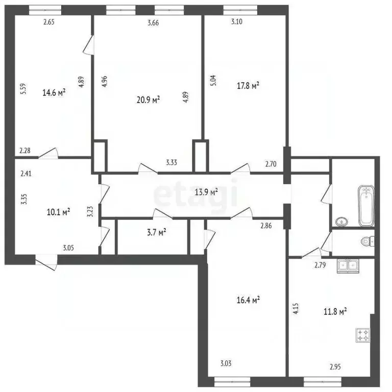 4-к кв. Санкт-Петербург пос. Металлострой, Центральная ул., 1/5 (115.6 ... - Фото 2