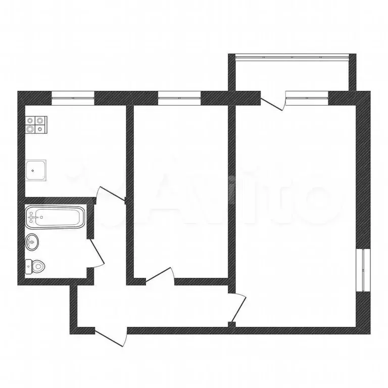 2-к. квартира, 44 м, 5/5 эт. - Фото 0