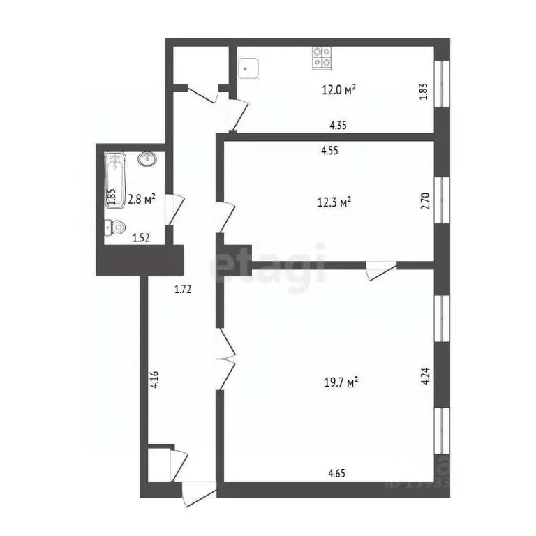 2-к кв. Тюменская область, Тюмень ул. Ленина, 63 (54.6 м) - Фото 1