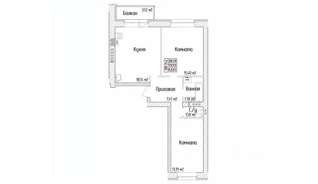2-к кв. Ярославская область, Ярославский муниципальный округ, пос. ... - Фото 1