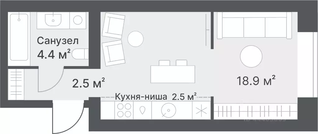 1-к кв. Тюменская область, Тюмень Кремлевская ул., 95 (28.3 м) - Фото 0