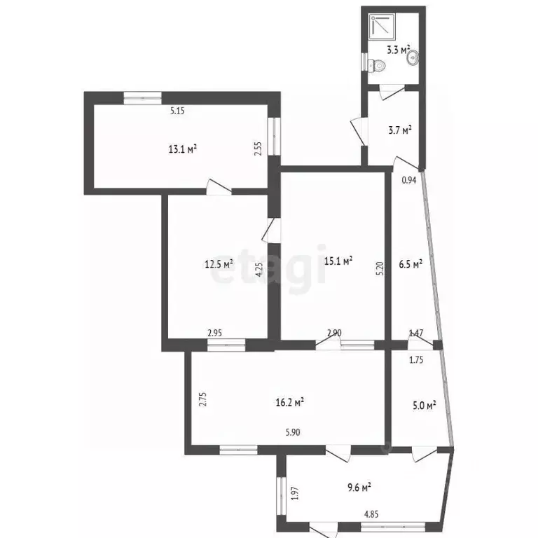 2-к кв. Крым, Бахчисарай ул. Македонского, 6А (70.9 м) - Фото 2