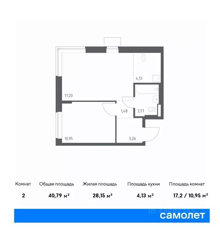 1-к кв. Москва Подольские Кварталы жилой комплекс, к3 (40.79 м) - Фото 0