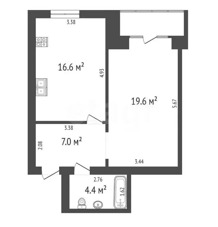 1-комнатная квартира: Вологда, Заречная улица, 12 (47.8 м) - Фото 0