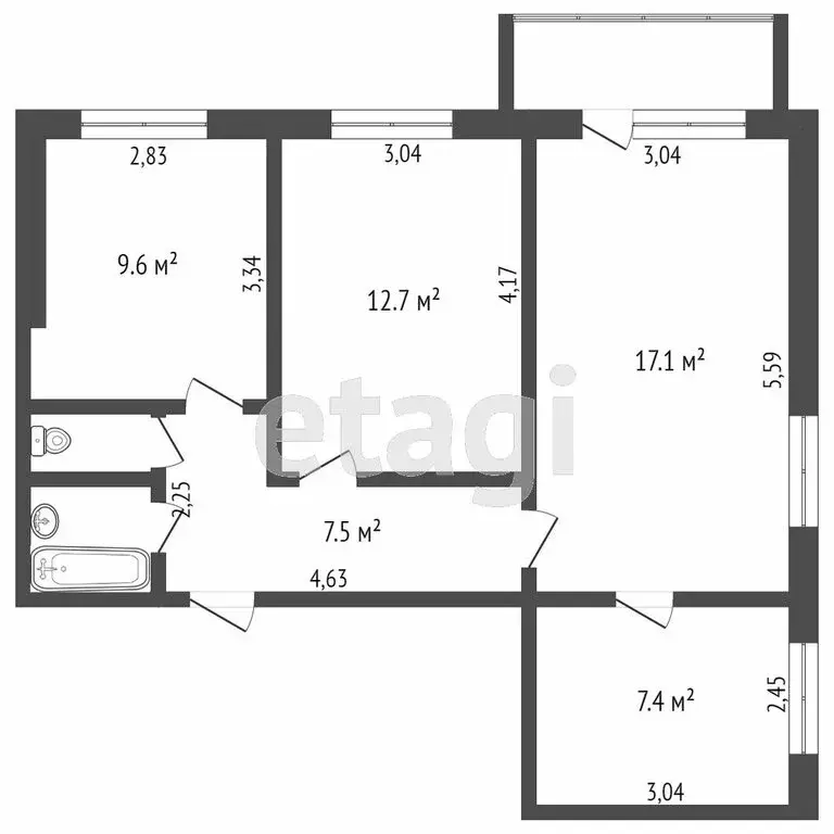 3-комнатная квартира: Тверь, улица Королёва, 4 (62 м) - Фото 0