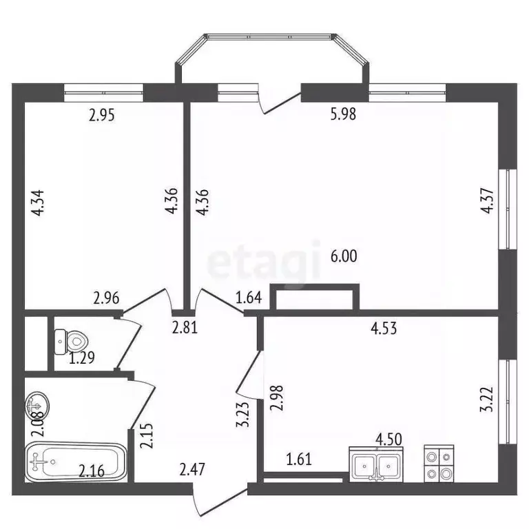 2-к кв. Ленинградская область, Мурино Всеволожский район, бул. ... - Фото 2