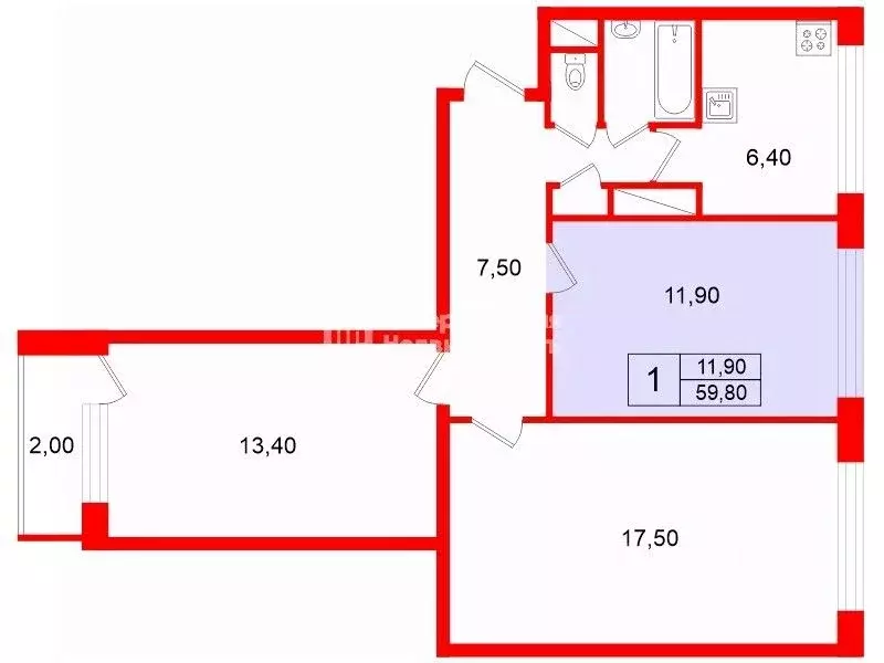 Комната Санкт-Петербург просп. Ветеранов, 11 (11.9 м) - Фото 1