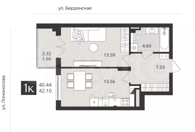 1-к. квартира, 40,4 м, 3/4 эт. - Фото 1