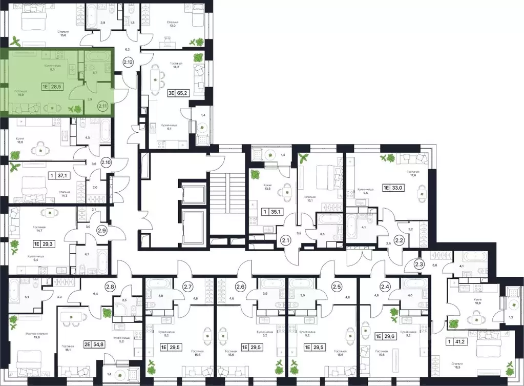 Студия Московская область, Пушкино Пушкино Град жилой комплекс (28.2 ... - Фото 2