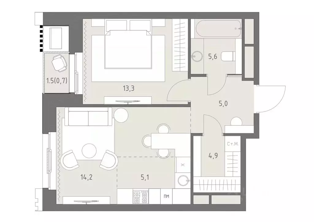 2-к кв. Москва Родина Парк жилой комплекс, к5 (48.8 м) - Фото 0