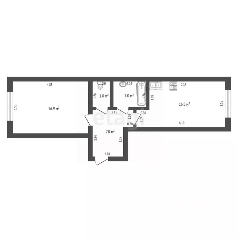 1-к кв. Башкортостан, Стерлитамак ул. Тукаева, 17А (46.2 м) - Фото 2