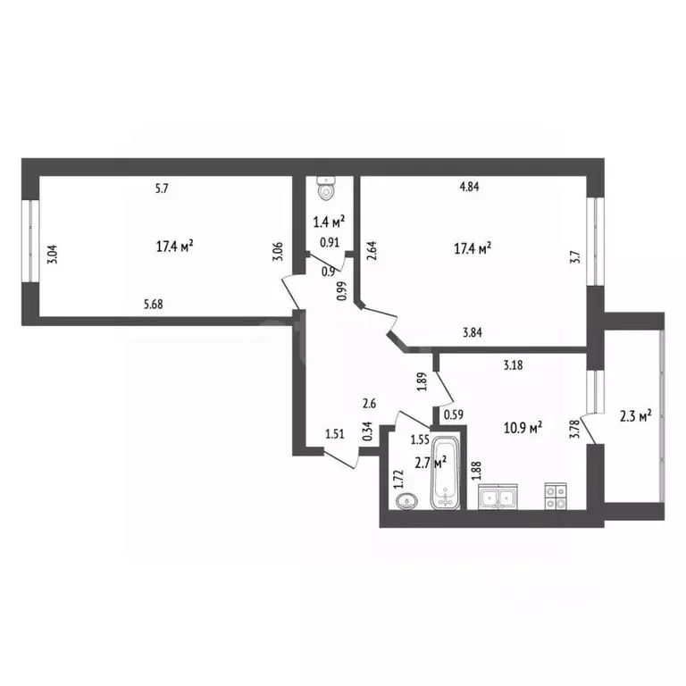 2-к кв. Мордовия, Саранск ул. Победы, 20к3 (57.8 м) - Фото 2