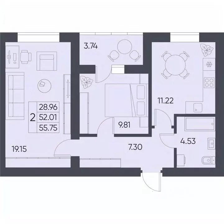 2-к кв. Саратовская область, Татищево рп ул. Михайловская, 13 (55.75 ... - Фото 0