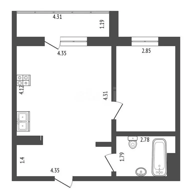 2-комнатная квартира: Челябинск, улица Овчинникова, 18 (43.8 м) - Фото 1
