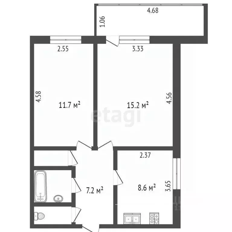 2-к кв. Омская область, Омск ул. Челюскинцев, 90 (48.0 м) - Фото 1