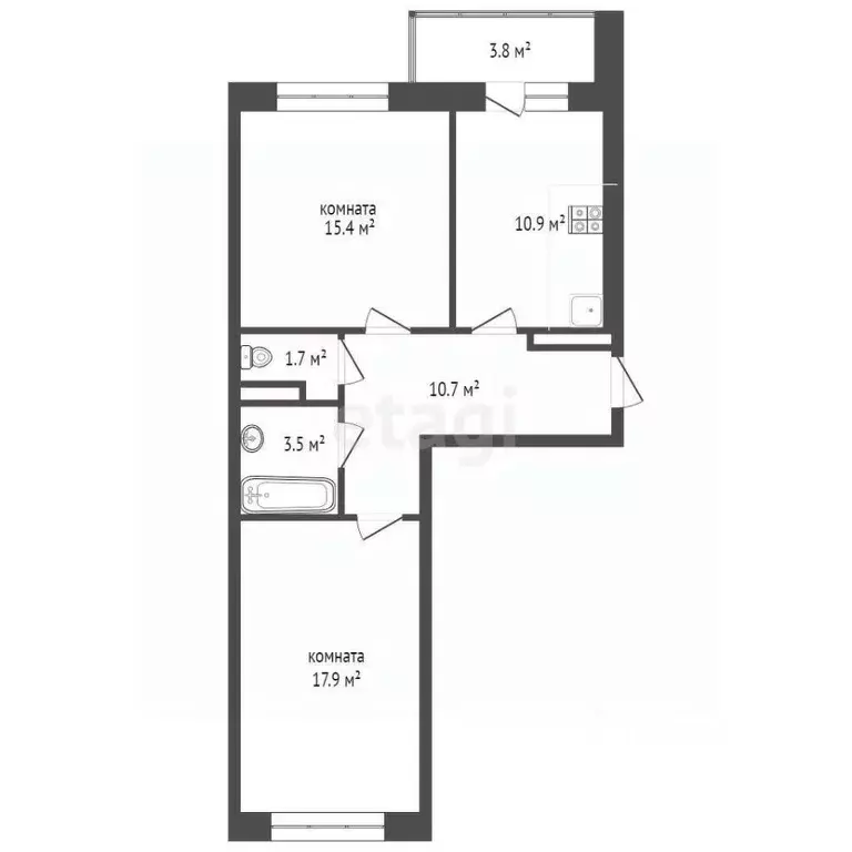 2-к кв. Крым, Ленино пгт ул. Шоссейная, 41 (59.0 м) - Фото 2