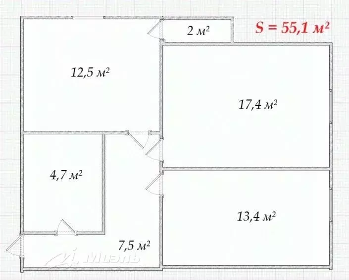 2-к кв. Севастополь просп. Античный, 26к5 (55.1 м) - Фото 2