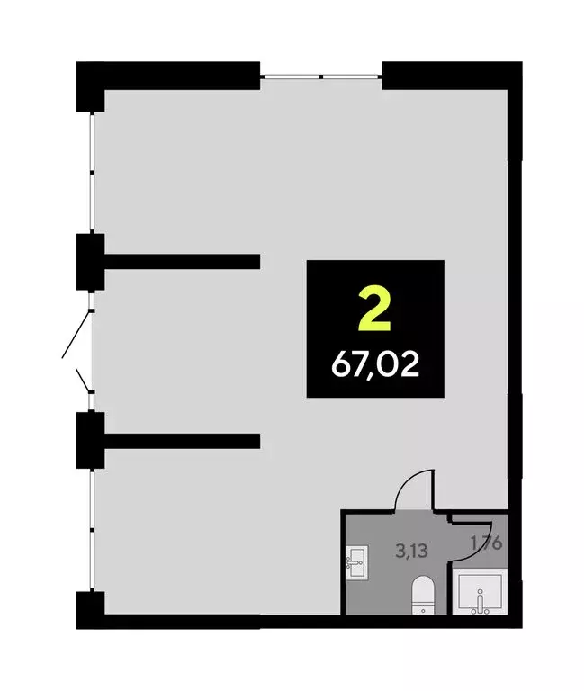 Помещение свободного назначения (67.02 м) - Фото 1
