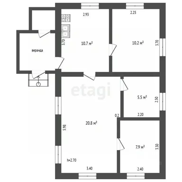 Дом в Омская область, Омск пер. 9-й Новоселовский, 16 (55 м) - Фото 1