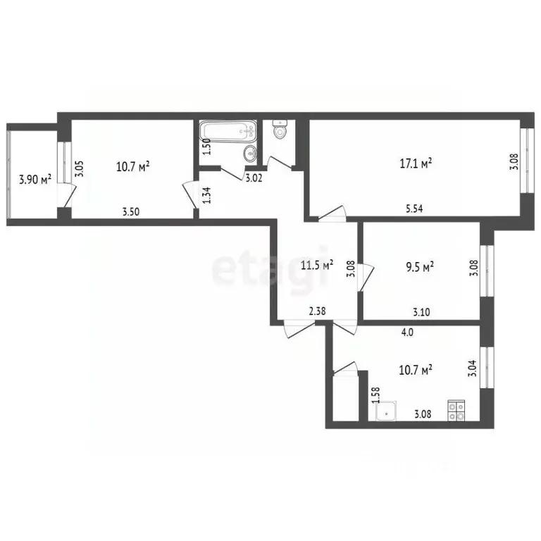 3-к кв. Нижегородская область, Выкса Мотмос мкр, 8 (64.3 м) - Фото 1