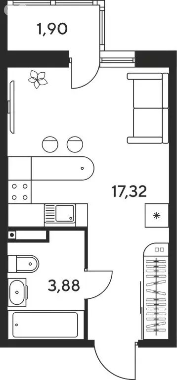 Квартира-студия: Ростов-на-Дону, улица Малиновского, 33Б (23.39 м) - Фото 0