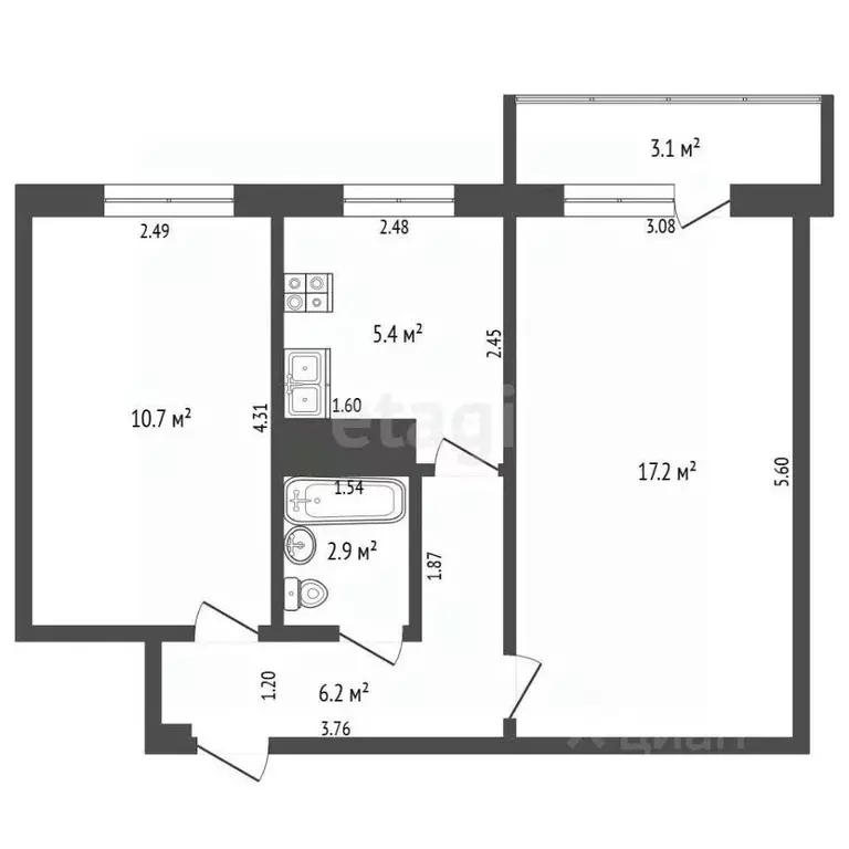 2-к кв. Самарская область, Самара ул. Мориса Тореза, 27 (46.0 м) - Фото 2