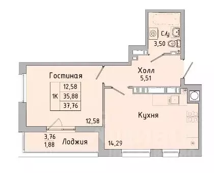 1-к кв. Ростовская область, Батайск ул. Ушинского, 27Ак3 (37.76 м) - Фото 1
