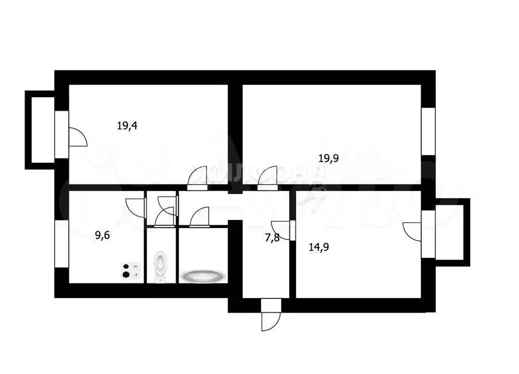 3-к. квартира, 80,6 м, 3/6 эт. - Фото 0