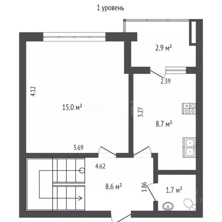 3-к кв. Севастополь ул. Адмирала Фадеева, 21Б (76.0 м) - Фото 2