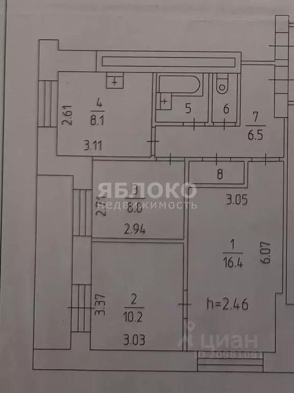3-к кв. Пермский край, Пермь ул. Мильчакова, 18 (54.3 м) - Фото 2