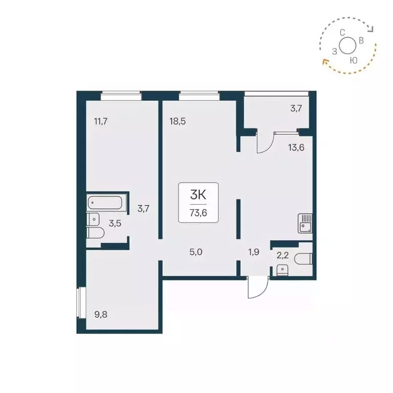 3-к кв. Новосибирская область, Новосибирск Игарская ул., 7 (73.5 м) - Фото 0