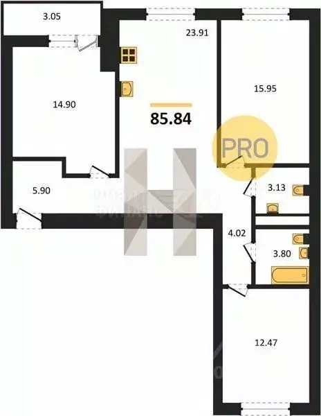1-к кв. Калининградская область, Калининград Коммунистическая ул., 26 ... - Фото 2