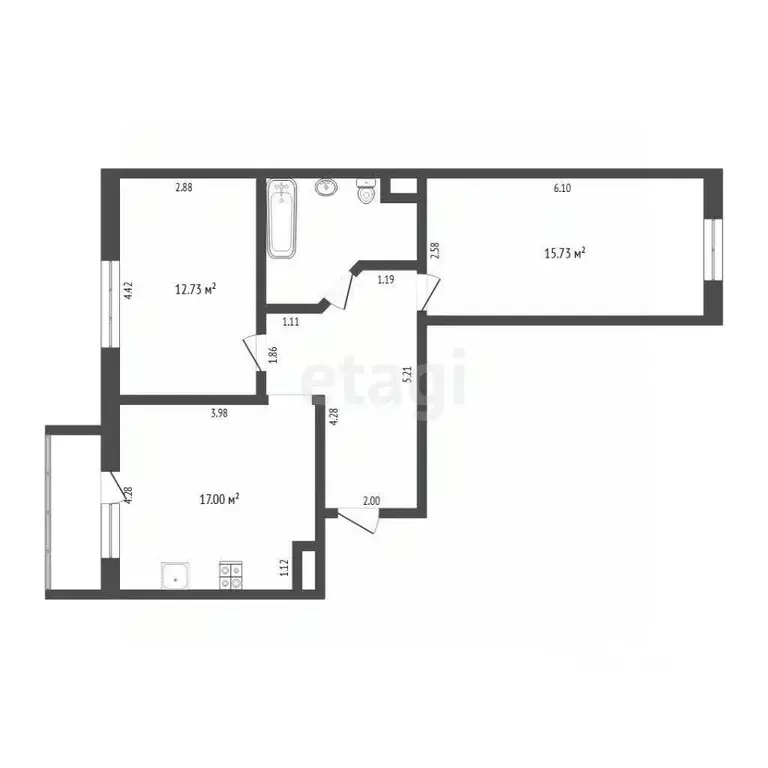 2-к кв. Тюменская область, Тюмень ул. Тимофея Чаркова, 79к3 (62.4 м) - Фото 1