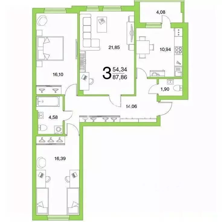 3-к кв. Костромская область, Кострома ул. Северной Правды, 33 (65.0 м) - Фото 1