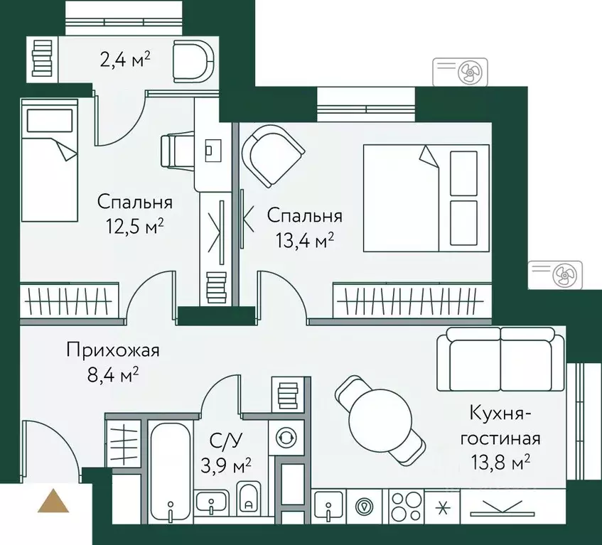 2-к кв. Волгоградская область, Волгоград Новосибирская ул., 74с1 (54.4 ... - Фото 0