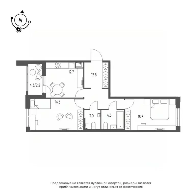 2-к кв. Омская область, Омск Зеленая река мкр, 13 (67.4 м) - Фото 0