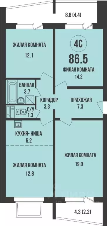 3-к кв. Новосибирская область, Новосибирск Династия жилой комплекс ... - Фото 0