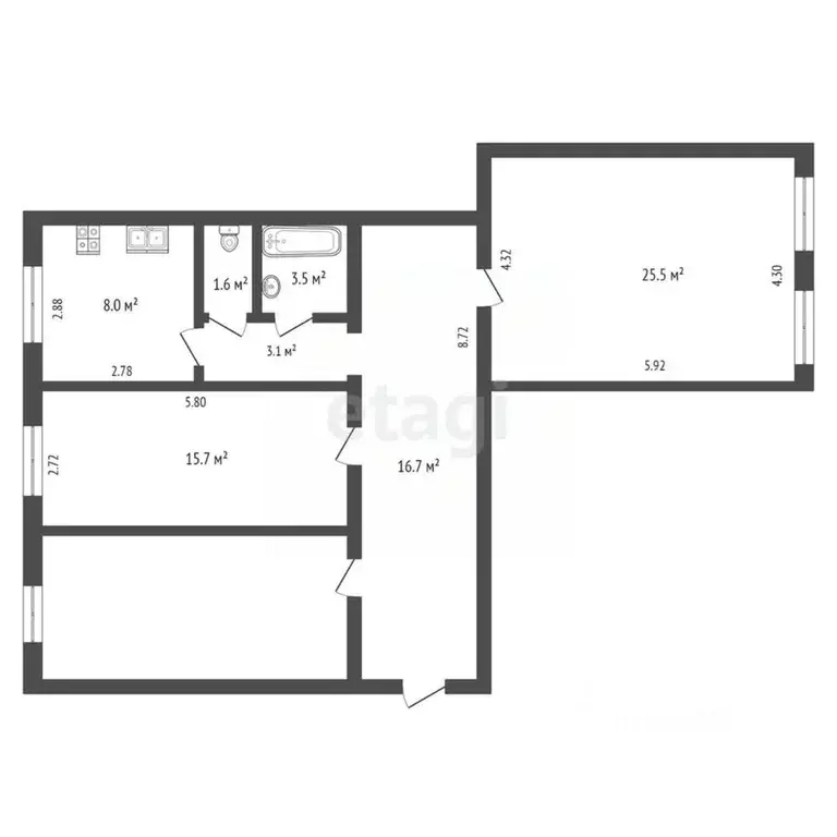 3-к кв. Крым, Феодосия ул. Земская, 9 (90.5 м) - Фото 2