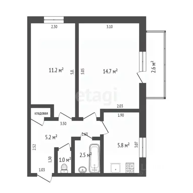 2-к кв. Тюменская область, Ишим Казанская ул. (39.9 м) - Фото 1