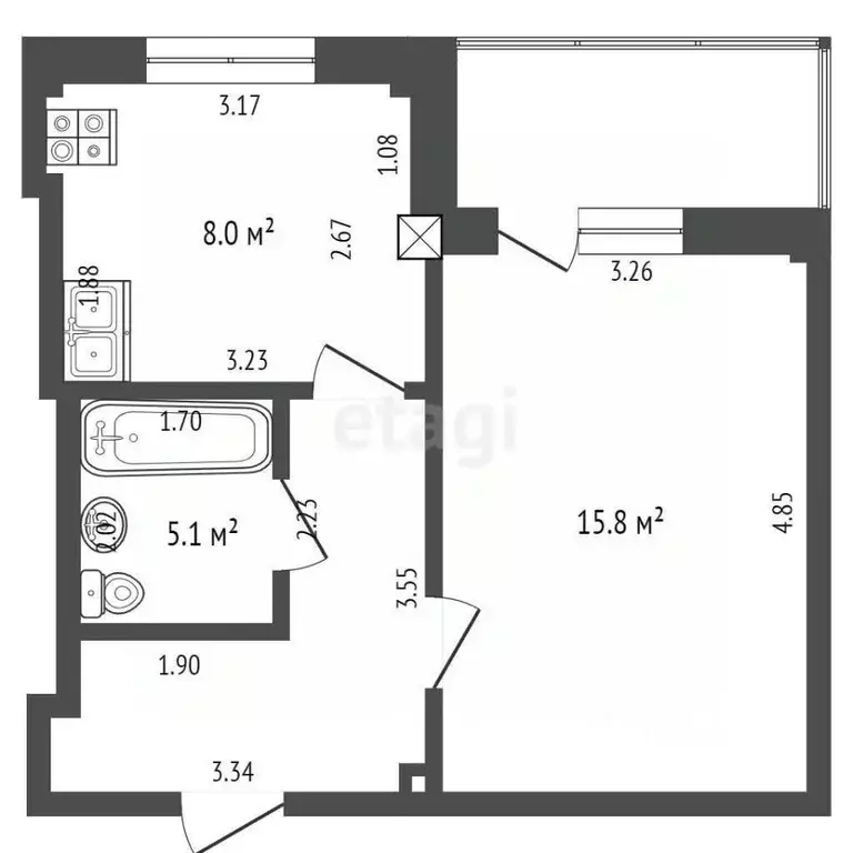 1-к кв. Ямало-Ненецкий АО, Новый Уренгой Тундровый мкр, 6 (34.4 м) - Фото 1