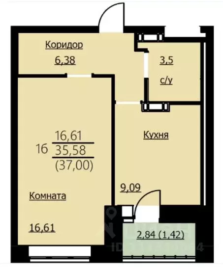 1-к кв. Ярославская область, Ярославль Красноборская ул., 32 (37.0 м) - Фото 0