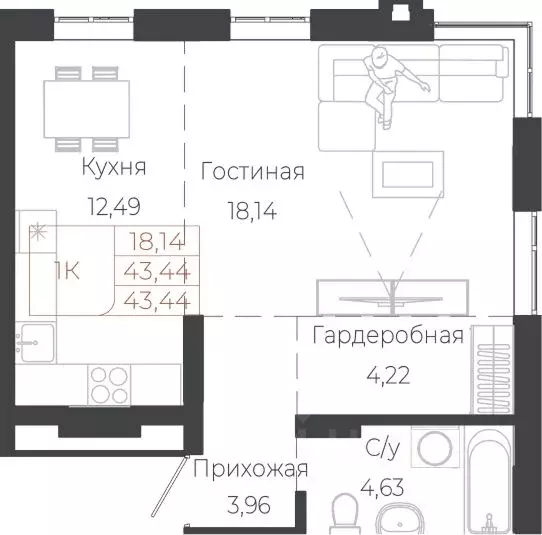 1-к кв. Алтай, Майминский район, с. Майма ул. Энергетиков (43.44 м) - Фото 0