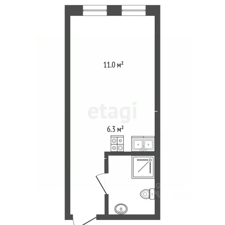 Студия Москва Производственная ул., 19к1 (21.9 м) - Фото 2
