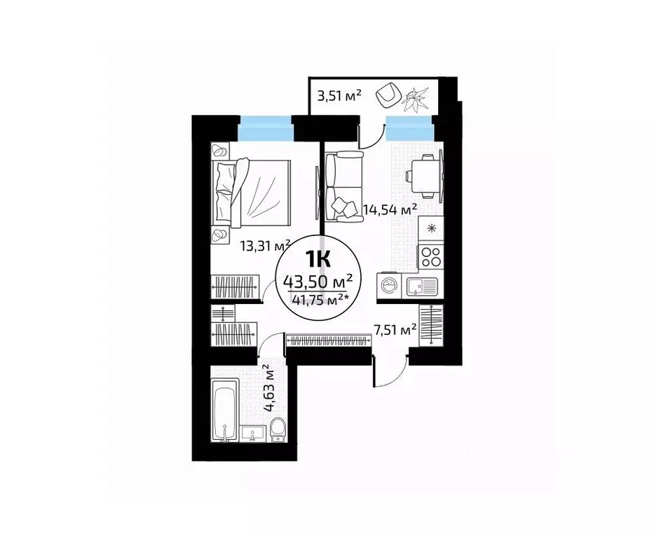 1-к кв. Самарская область, Самара пос. Мехзавод, 1-й кв-л, 50 (43.5 м) - Фото 1