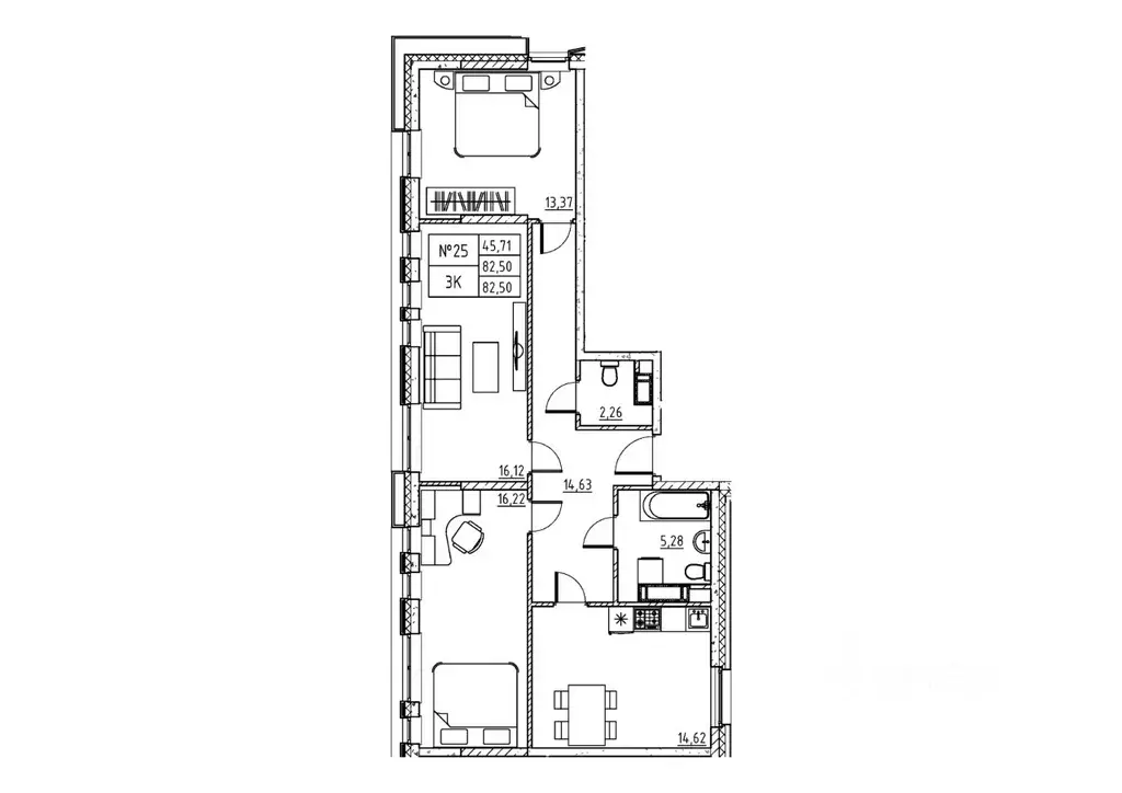 3-к кв. Московская область, Дубна ул. Понтекорво (82.5 м) - Фото 1