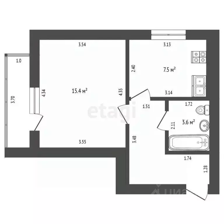 1-к кв. Мордовия, Саранск Севастопольская ул., 23А (34.0 м) - Фото 1