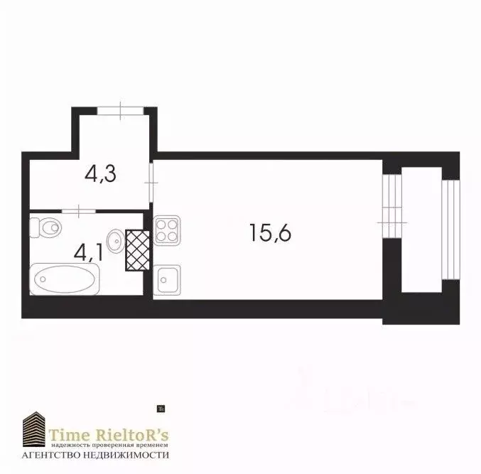 Студия Санкт-Петербург ул. Грибалевой, 9к1 (24.0 м) - Фото 2