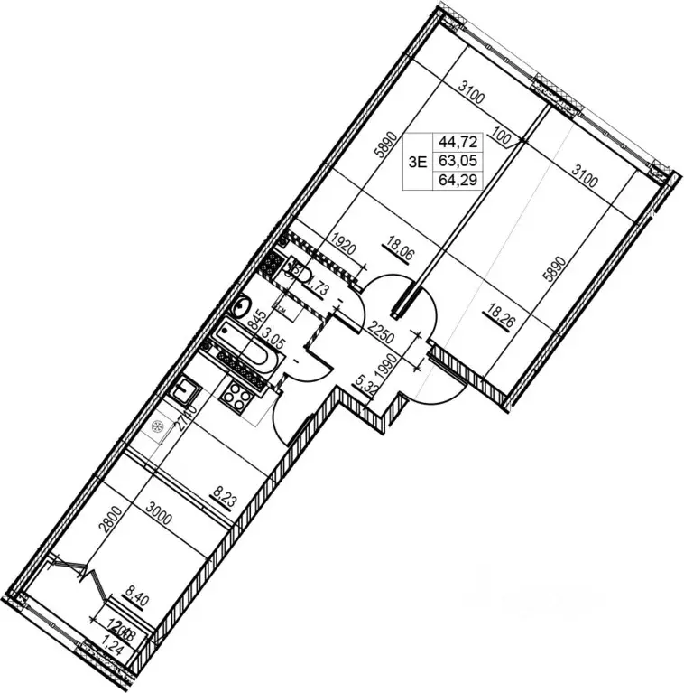 2-к кв. Санкт-Петербург Ремесленная ул., 15 (64.06 м) - Фото 0