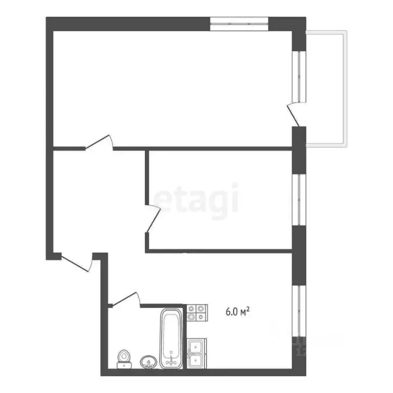 2-к кв. Калужская область, Калуга ул. Ленина, 46 (41.7 м) - Фото 2