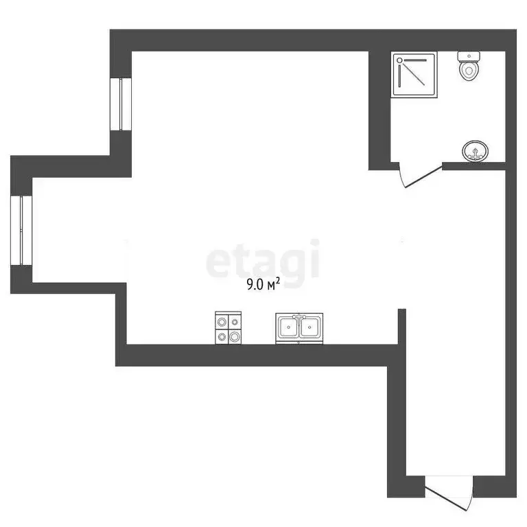Квартира-студия: Белгород, Семейная улица, 13 (30.6 м) - Фото 1